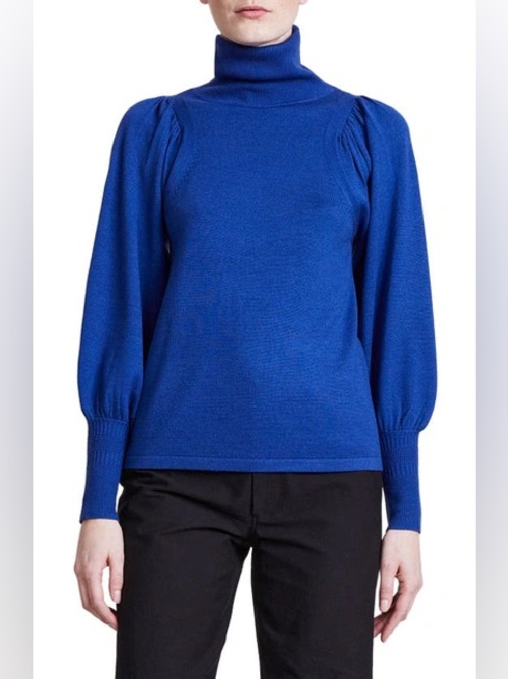 Apiece Apart Dewi Wool Blend Turtleneck Sweater In Ultramarine L Large $395 Silk